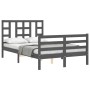 Gray solid wood bed frame with headboard 120x200 cm by vidaXL, Beds and slatted bases - Ref: Foro24-3193918, Price: 143,45 €,...