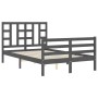 Gray solid wood bed frame with headboard 120x200 cm by vidaXL, Beds and slatted bases - Ref: Foro24-3193918, Price: 143,45 €,...