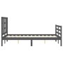 Gray solid wood bed frame with headboard 120x200 cm by vidaXL, Beds and slatted bases - Ref: Foro24-3193918, Price: 143,45 €,...