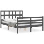 Gray solid wood bed frame with headboard 140x190 cm by vidaXL, Beds and slatted bases - Ref: Foro24-3194813, Price: 159,83 €,...