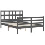 Gray solid wood bed frame with headboard 140x190 cm by vidaXL, Beds and slatted bases - Ref: Foro24-3194813, Price: 159,83 €,...