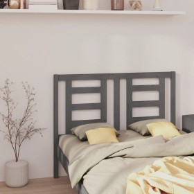 Solid gray pine wood bed headboard 126x4x100 cm by vidaXL, Headboards and footboards - Ref: Foro24-818812, Price: 35,99 €, Di...