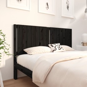 Solid black pine wood bed headboard 155.5x4x100 cm by vidaXL, Headboards and footboards - Ref: Foro24-818879, Price: 41,99 €,...