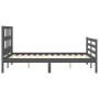 Gray solid wood bed frame with headboard 140x190 cm by vidaXL, Beds and slatted bases - Ref: Foro24-3194813, Price: 159,83 €,...