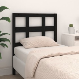 Solid black pine wood bed headboard 80.5x4x100 cm by vidaXL, Headboards and footboards - Ref: Foro24-818899, Price: 25,99 €, ...