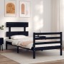 Bed frame with black solid wood headboard 90x200 cm by vidaXL, Beds and slatted bases - Ref: Foro24-3195080, Price: 114,99 €,...