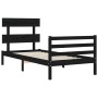 Bed frame with black solid wood headboard 90x200 cm by vidaXL, Beds and slatted bases - Ref: Foro24-3195080, Price: 114,99 €,...