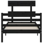 Bed frame with black solid wood headboard 90x200 cm by vidaXL, Beds and slatted bases - Ref: Foro24-3195080, Price: 114,99 €,...