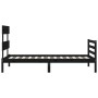 Bed frame with black solid wood headboard 90x200 cm by vidaXL, Beds and slatted bases - Ref: Foro24-3195080, Price: 114,99 €,...