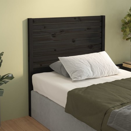 Cabecero de cama madera maciza de pino negro 81x4x100 cm de vidaXL, Cabeceros y pies de cama - Ref: Foro24-818999, Precio: 59...