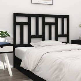 Solid black pine wood bed headboard 145.5x4x100 cm by vidaXL, Headboards and footboards - Ref: Foro24-818974, Price: 46,99 €,...