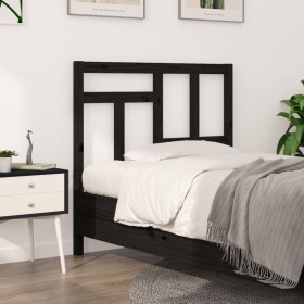 Solid black pine wood bed headboard 105.5x4x100 cm by vidaXL, Headboards and footboards - Ref: Foro24-818959, Price: 32,99 €,...