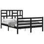 Double bed frame with black solid wood headboard by vidaXL, Beds and slatted bases - Ref: Foro24-3194870, Price: 145,99 €, Di...