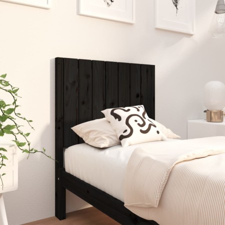 Solid black pine wood bed headboard 80.5x4x100 cm by vidaXL, Headboards and footboards - Ref: Foro24-818849, Price: 37,09 €, ...