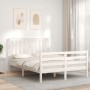 White solid wood bed frame with headboard 120x200 cm by vidaXL, Beds and slatted bases - Ref: Foro24-3194242, Price: 145,99 €...