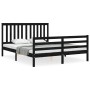 Estructura de cama con cabecero madera maciza negro 160x200 cm de vidaXL, Camas y somieres - Ref: Foro24-3194260, Precio: 166...