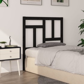 Solid black pine wood bed headboard 80.5x4x100 cm by vidaXL, Headboards and footboards - Ref: Foro24-818949, Price: 21,99 €, ...