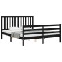 Estructura de cama con cabecero madera maciza negro 160x200 cm de vidaXL, Camas y somieres - Ref: Foro24-3194260, Precio: 166...