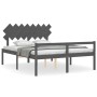 Estructura de cama con cabecero madera maciza gris 160x200 cm de vidaXL, Camas y somieres - Ref: Foro24-3195558, Precio: 152,...