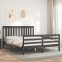 Estructura de cama matrimonio con cabecero madera maciza gris de vidaXL, Camas y somieres - Ref: Foro24-3194253, Precio: 156,...