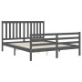 Estructura de cama matrimonio con cabecero madera maciza gris de vidaXL, Camas y somieres - Ref: Foro24-3194253, Precio: 156,...