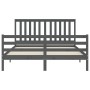 Estructura de cama matrimonio con cabecero madera maciza gris de vidaXL, Camas y somieres - Ref: Foro24-3194253, Precio: 156,...