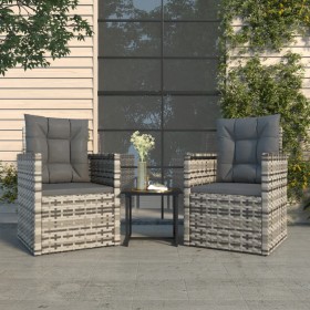 Garden furniture with cushions 3 pieces gray synthetic rattan by vidaXL, Garden sets - Ref: Foro24-319193, Price: 138,41 €, D...