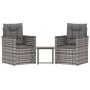 Muebles de jardín con cojines 3 piezas ratán sintético gris de vidaXL, Conjuntos de jardín - Ref: Foro24-319193, Precio: 138,...