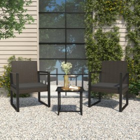 3-piece garden furniture set and black synthetic rattan cushions by vidaXL, Outdoor sofas - Ref: Foro24-319198, Price: 120,73...