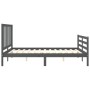 Gray solid wood bed frame with headboard 160x200 cm by vidaXL, Beds and slatted bases - Ref: Foro24-3193868, Price: 149,99 €,...