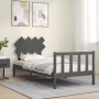 Gray solid wood bed frame with headboard 90x200 cm by vidaXL, Beds and slatted bases - Ref: Foro24-3193453, Price: 108,99 €, ...