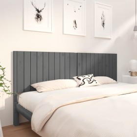 Solid gray pine wood bed headboard 205.5x4x100 cm by vidaXL, Headboards and footboards - Ref: Foro24-818892, Price: 54,99 €, ...