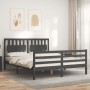 Gray solid wood bed frame with headboard 160x200 cm by vidaXL, Beds and slatted bases - Ref: Foro24-3194323, Price: 165,50 €,...