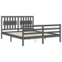 Gray solid wood bed frame with headboard 160x200 cm by vidaXL, Beds and slatted bases - Ref: Foro24-3194323, Price: 165,50 €,...