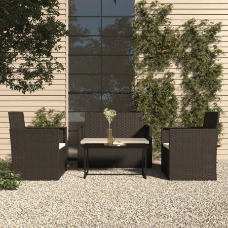 Muebles de jardín con cojines 4 piezas ratán sintético negro de vidaXL, Conjuntos de jardín - Ref: Foro24-319194, Precio: 206...