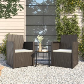 3-teilige Outdoor-Sofagarnitur mit schwarzen synthetischen Rattankissen von vidaXL, Gartensets - Ref: Foro24-319190, Preis: 1...