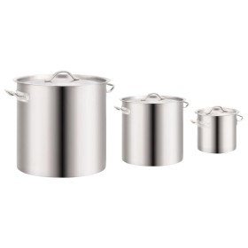 3-piece stainless steel pot set 50/21/6 L by vidaXL, tall pots - Ref: Foro24-51680, Price: 183,99 €, Discount: %