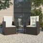 Muebles de jardín con cojines 3 piezas ratán sintético negro de vidaXL, Conjuntos de jardín - Ref: Foro24-319192, Precio: 134...