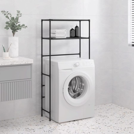 2-tier shelving unit above black iron washing machine 69x28x143 cm by vidaXL, Towel racks - Ref: Foro24-343131, Price: 26,26 ...