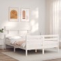 White solid wood bed frame with headboard 120x200 cm by vidaXL, Beds and slatted bases - Ref: Foro24-3195087, Price: 116,50 €...