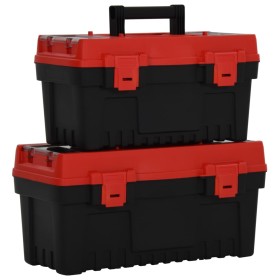 Set of 2-piece black and red polypropylene toolboxes by vidaXL, Toolboxes - Ref: Foro24-152103, Price: 52,70 €, Discount: %