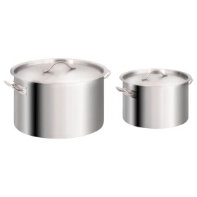 2-piece stainless steel pot set 44/24 L by vidaXL, tall pots - Ref: Foro24-51684, Price: 187,99 €, Discount: %