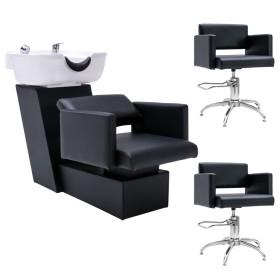 Lavacabezas y sillones de peluquería de cuero sintético de vidaXL, Sillas de peluquería - Ref: Foro24-3100534, Precio: 980,99...