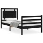 Estructura de cama con cabecero madera maciza negro 100x200 cm de vidaXL, Camas y somieres - Ref: Foro24-3194045, Precio: 123...