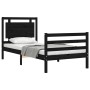 Estructura de cama con cabecero madera maciza negro 100x200 cm de vidaXL, Camas y somieres - Ref: Foro24-3194045, Precio: 123...