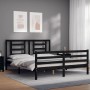 Bed frame with black solid wood headboard 160x200 cm by vidaXL, Beds and slatted bases - Ref: Foro24-3194715, Price: 156,99 €...