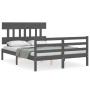 Gray solid wood bed frame with headboard 140x200 cm by vidaXL, Beds and slatted bases - Ref: Foro24-3195158, Price: 158,49 €,...