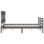 Gray solid wood bed frame with headboard 140x200 cm by vidaXL, Beds and slatted bases - Ref: Foro24-3195158, Price: 158,49 €,...