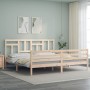 Bed frame with solid wood headboard 200x200 cm by vidaXL, Beds and slatted bases - Ref: Foro24-3194981, Price: 138,99 €, Disc...