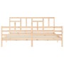 Bed frame with solid wood headboard 200x200 cm by vidaXL, Beds and slatted bases - Ref: Foro24-3194981, Price: 138,99 €, Disc...